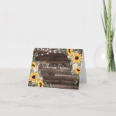 Sunflower Rustic Wood Wedding Bedankkaart (Voorkant)
