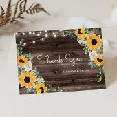 Sunflower Rustic Wood Wedding Bedankkaart