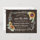 Sunflower rustieke Waterverf Bewaar de datumkaarte Aankondigingskaart (Voorkant / Achterkant)