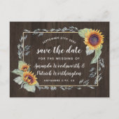Sunflower rustieke Waterverf Bewaar de datumkaarte Aankondigingskaart (Voorkant)