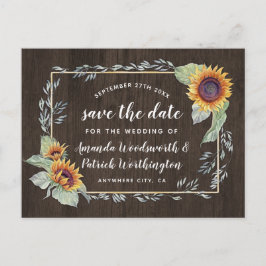 Sunflower rustieke Waterverf Bewaar de datumkaarte Aankondigingskaart