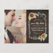 Sunflower rustieke Waterverf Bewaar de datumkaarte Aankondigingskaart (Voorkant)