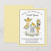 Sunflower Safari Baby shower Dank u kaarten (Voorkant / Achterkant)