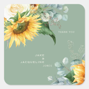 Sunflower Sage Wedding Bedankt Sticker op het plei