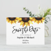 Sunflower Save the Date Floral Wedding Aankondiging (Staand voorkant)