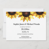 Sunflower Save the Date Floral Wedding Aankondiging (Achterkant)