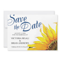 Sunflower Save the Date ~ Navy Blue Yellow