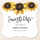 Sunflower Save the Date Wedding Kartonnen Onderzetters (Voorkant)