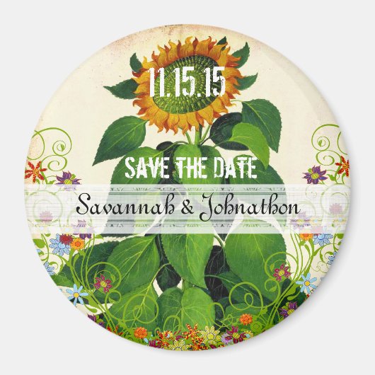 Sunflower Save the Date Wedding Magnet (Voorkant)
