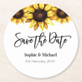 Sunflower Save the Date Wedding Ronde Kartonnen Onderzetter (Voorkant)