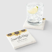 Sunflower Save the Date Wedding Rustic Stenen Onderzetter (Zijkant)