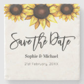 Sunflower Save the Date Wedding Rustic Stenen Onderzetter (Voorkant)