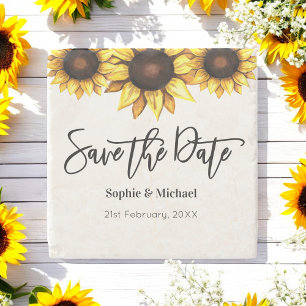Sunflower Save the Date Wedding Rustic Stenen Onderzetter
