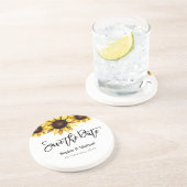 Sunflower Save the Date Wedding Zandsteen Onderzetter (Zijkant)
