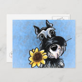 Sunflower Schnauzer Off-Leash Art™ Briefkaart (Voorkant / Achterkant)