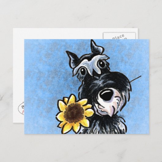Sunflower Schnauzer Off-Leash Art™ Briefkaart (Voorkant / Achterkant)