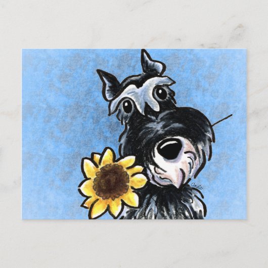 Sunflower Schnauzer Off-Leash Art™ Briefkaart (Voorkant)
