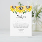 Sunflower Script Begrafenis Dank u Waterverf Bedankkaart (Staand voorkant)