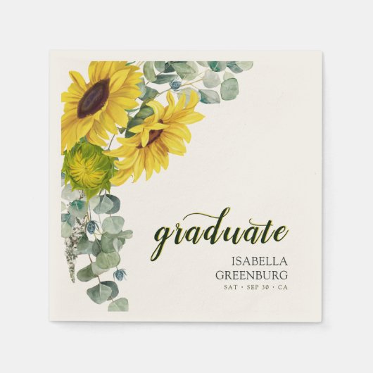 Sunflower Script Graduation Party Servet (Voorkant)