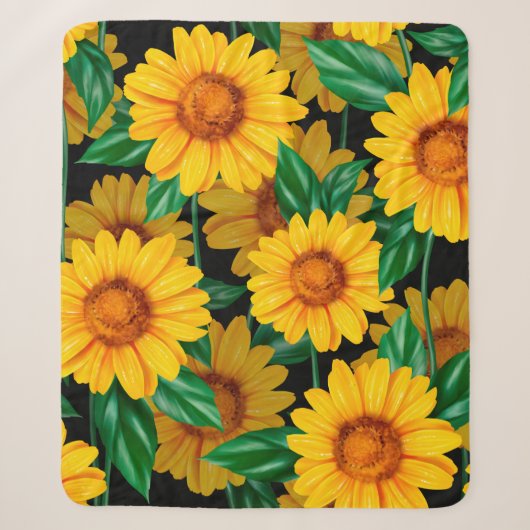 Sunflower seamless pattern. Background with yellow Sherpa Deken (Voorkant)