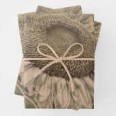 Sunflower Sepia Tone Brown Art Texture Decoupage Inpakpapier Vel (In situ)