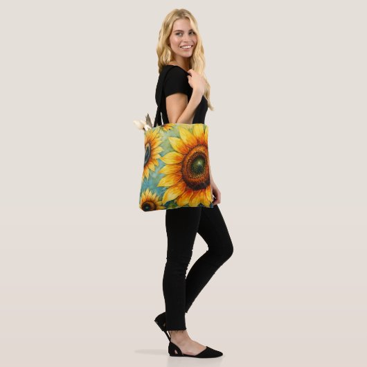 Sunflower Serenity Canvas Tas (Op model)