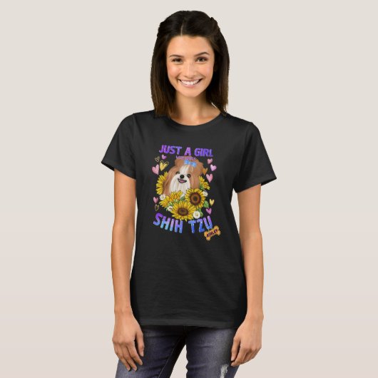 Sunflower Shih tzu Girl houdt van Dog T-shirt (Voorkant volledig)
