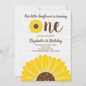 Sunflower Simple Girls First Birthday Invitation Kaart (Voorkant)