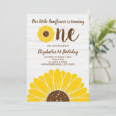 Sunflower Simple Girls First Birthday Invitation Kaart (Staand voorkant)