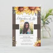 Sunflower Simple Photo Funeral Kaart (Staand voorkant)