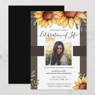 Sunflower Simple Photo Funeral Kaart