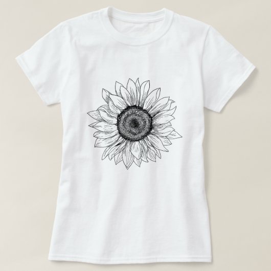 Sunflower Sketch; Botanical Summer T-shirt (Design voorkant)