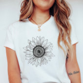 Sunflower Sketch; Botanical Summer T-shirt