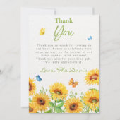 Sunflower Spring Floral Baby shower Dank u Bedankkaart (Voorkant)