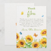 Sunflower Spring Floral Baby shower Dank u Bedankkaart (Voorkant / Achterkant)