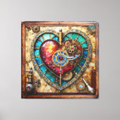 Sunflower Stained Glass Heart Steampunk Series Canvas Afdruk (Voorkant)