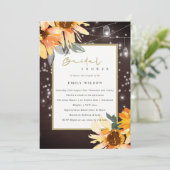 SUNFLOWER STARRY MASON JAR VRIJGEZELLENFEEST INVIT BEDANKKAART (Staand voorkant)