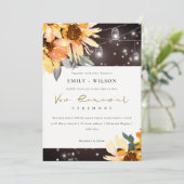 SUNFLOWER STARRY MASON JAR WOOD VOW RENEWAL INVITE BEDANKKAART (Staand voorkant)