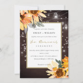 SUNFLOWER STARRY MASON JAR WOOD VOW RENEWAL INVITE BEDANKKAART (Voorkant)