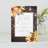 SUNFLOWER STARRY MASON JAR WOOD VOW RENEWAL INVITE BEDANKKAART (Staand voorkant)