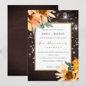 SUNFLOWER STARRY MASON JAR WOOD VOW RENEWAL INVITE BEDANKKAART (Voorkant / Achterkant)