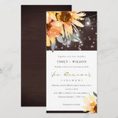 SUNFLOWER STARRY MASON JAR WOOD VOW RENEWAL INVITE BEDANKKAART (Voorkant / Achterkant)