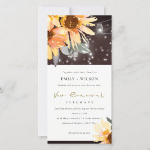 SUNFLOWER STARRY MASON JAR WOOD VOW RENEWAL INVITE BEDANKKAART