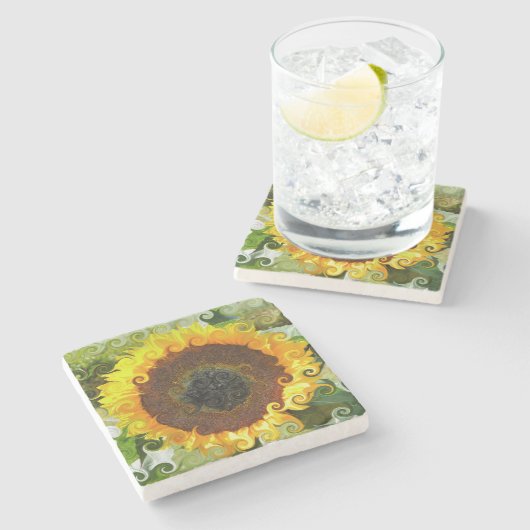 SUNFLOWER STENEN ONDERZETTER (Zijkant)