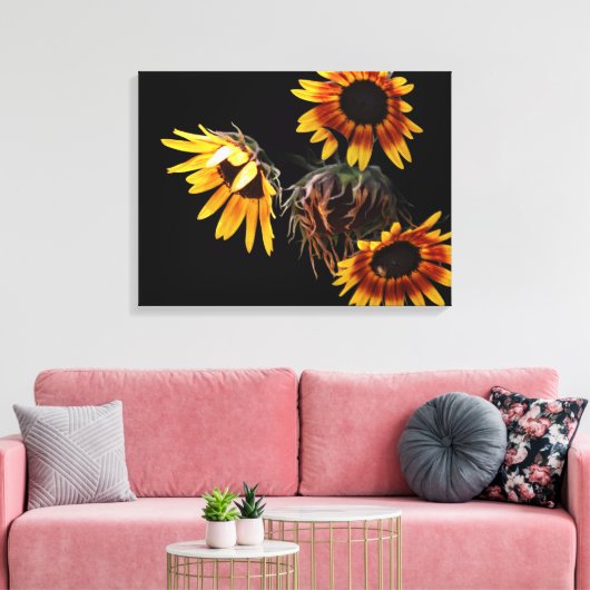Sunflower Stretched Canvas Print (Insitu (Woonkamer))