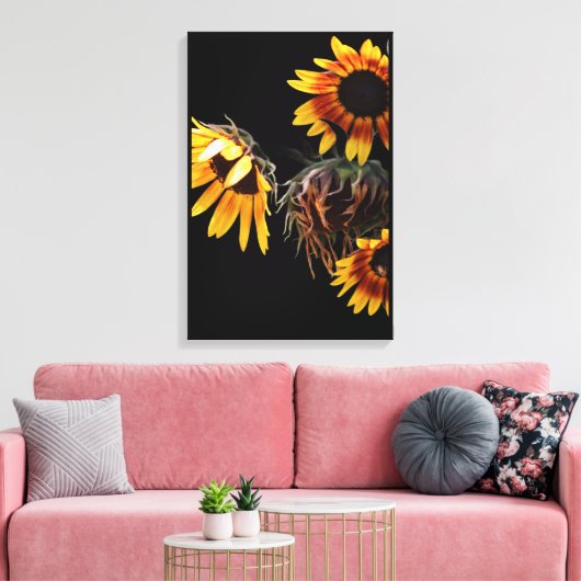 Sunflower Stretched Canvas Print (Insitu (Woonkamer))