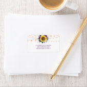 Sunflower String Light Paars Wedding RSVP-adres Etiket (Insitu)