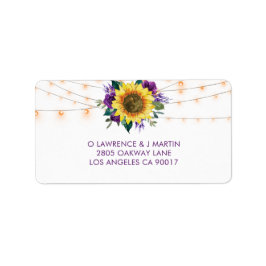 Sunflower String Light Paars Wedding RSVP-adres Etiket
