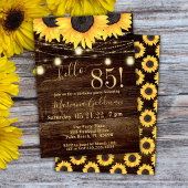 Sunflower String Lights 85th Birthday Party Invit Kaart