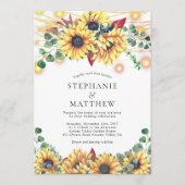 Sunflower String Lights Mason Jars Fall Wedding Kaart (Voorkant)